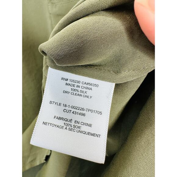 Joie Olive Green Round Neck Front Pocket Sleeveless Keyhole Back Blouse XS - Picture 6 of 12